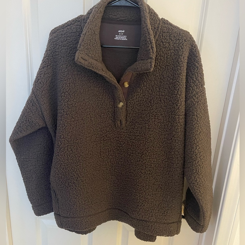Aerie Brown Sherpa Pullover